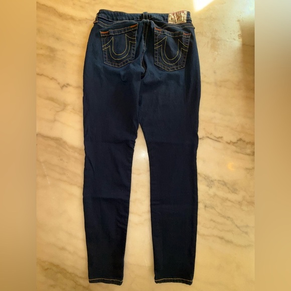 True Religion Curvy Skinny Jeans Womens Size 31 Blue Dark Wash Stretch Denim - Picture 6 of 12